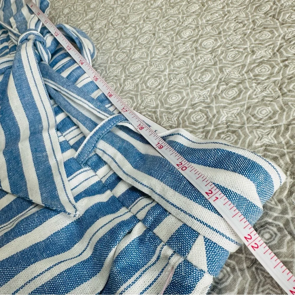 NEW! Lane Bryant Women's Linen Blend Shorts Blue White Striped Size 20